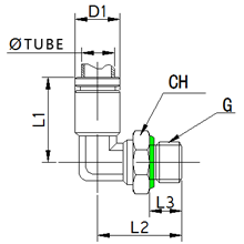 SPL 3/8-G04, 3/8 Inch O.D Tubing BSPP, G 1/2 Male Elbow Swivel, Stainless Steel Push to Connect Fitting