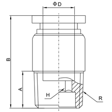 POC 14-N03, 14mm O.D Tubing, 3/8 NPT Inetrnal Hexagon Male Thread Connector, Push to Connect Fitting