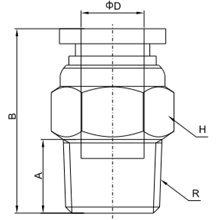 PC 16-N04, 16mm O.D Tubing, 1/2 NPT Male Connector, Push to Connect Fitting