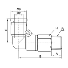 PLL 10-N01, 10mm O.D Tubing, 1/8 NPT Extended Male Elbow Swivel, Push to Connect Fitting