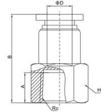 PCF 08-N04, 8mm O.D Tubing, 1/2 NPT Female Thread Connector, Push to Connect Fitting