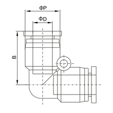 PV 1/8, 1/8 Inch O.D Tubing Union Elbow, Push to Connect Fitting