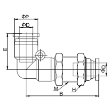 PLM 16, 16mm O.D Tubing Equal Tube to Tube Bulkhead Elbow, Push to Connect Fitting