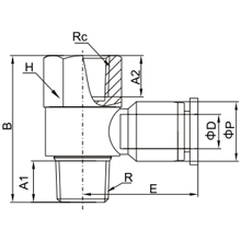 PHF 10-01, 10mm O.D Tubing R, PT, BSPT 1/8 Female Banjo Elbow, Push to Connect Fitting