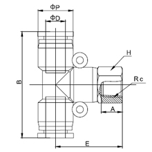 PBF 06-M6, 6mm O.D Tubing, M6 x 1 Female Branch Tee Swivel, Push to Connect Fitting