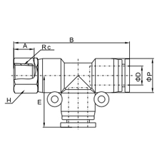 PDF 16-02, 16mm O.D Tubing, R, PT, BSPT 1/4 Female Run Tee, Push to Connect Fitting