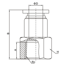 PCF 08-04, 8mm O.D Tubing, R, PT, BSPT 1/2 Female Straight Connector, Push to Connect Fitting