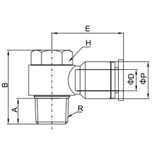 PH 06-02, 6mm O.D Tubing R, PT, BSPT 1/4 Male Banjo Elbow, Push to Connect Fitting