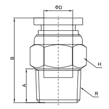 PC 15-03, 15mm O.D Tubing, R, PT, BSPT 3/8 Male Connector, Push to Connect Fitting