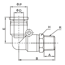 PL 12-02, 12mm O.D Tubing, R,  PT, BSPT 1/4 Male Thread Elbow, Push to Connect Fitting