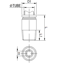 SPOC 04-N02, 4mm O.D Tubing, 1/4 NPT Internal Hexagon Male Thread Connector, Stainless Steel  Push to Connect Fitting