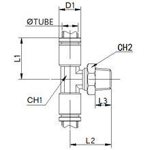 SPB 08-03, 8 mm O.D Tubing, R, PT, BSPT 3/8 Male Branch Tee Swivel, Stainless Steel Push to Connect Fitting