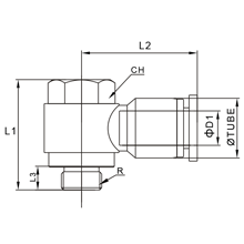 SPH 04-M6, 4mm O.D Tubing, M6 x 1 Male Banjo Elbow Swivel, Stainless Steel Push to Connect Fitting