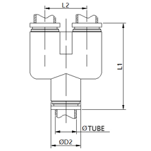 SPY 12, 12mm O.D Tubing Equal Union Y, Stainless Steel Push to Connect Fitting